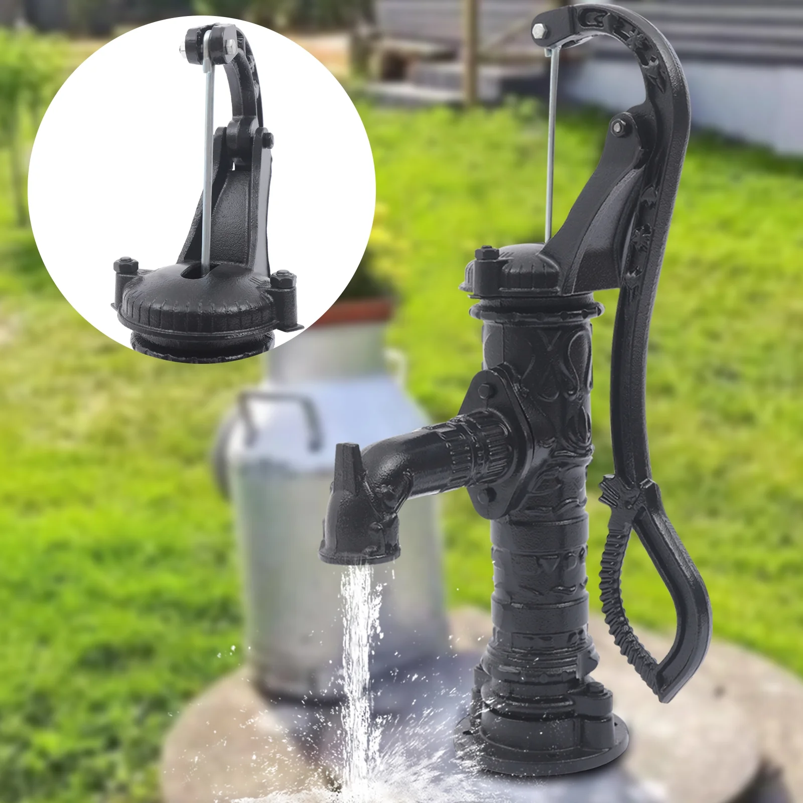 Miumaeov Hand Water Pump Cast Iron Well Water Pitcher Press Suction Outdoor Yard Ponds Garden 19.69ft Suction Range for Farm Irrigation Water Flowers