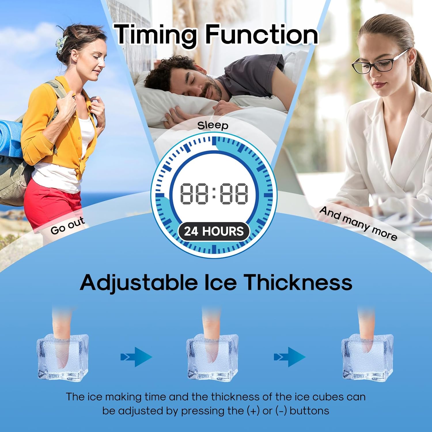 ICEPURE Commercial Ice Maker, Built in/Under Counter Ice Maker Machine with Drain Pump, 80 Lbs/24H, Auto-Cleaning, 24H Timer, 26Lbs Storage, Stainless Steel, Perfect for Commercial & Home