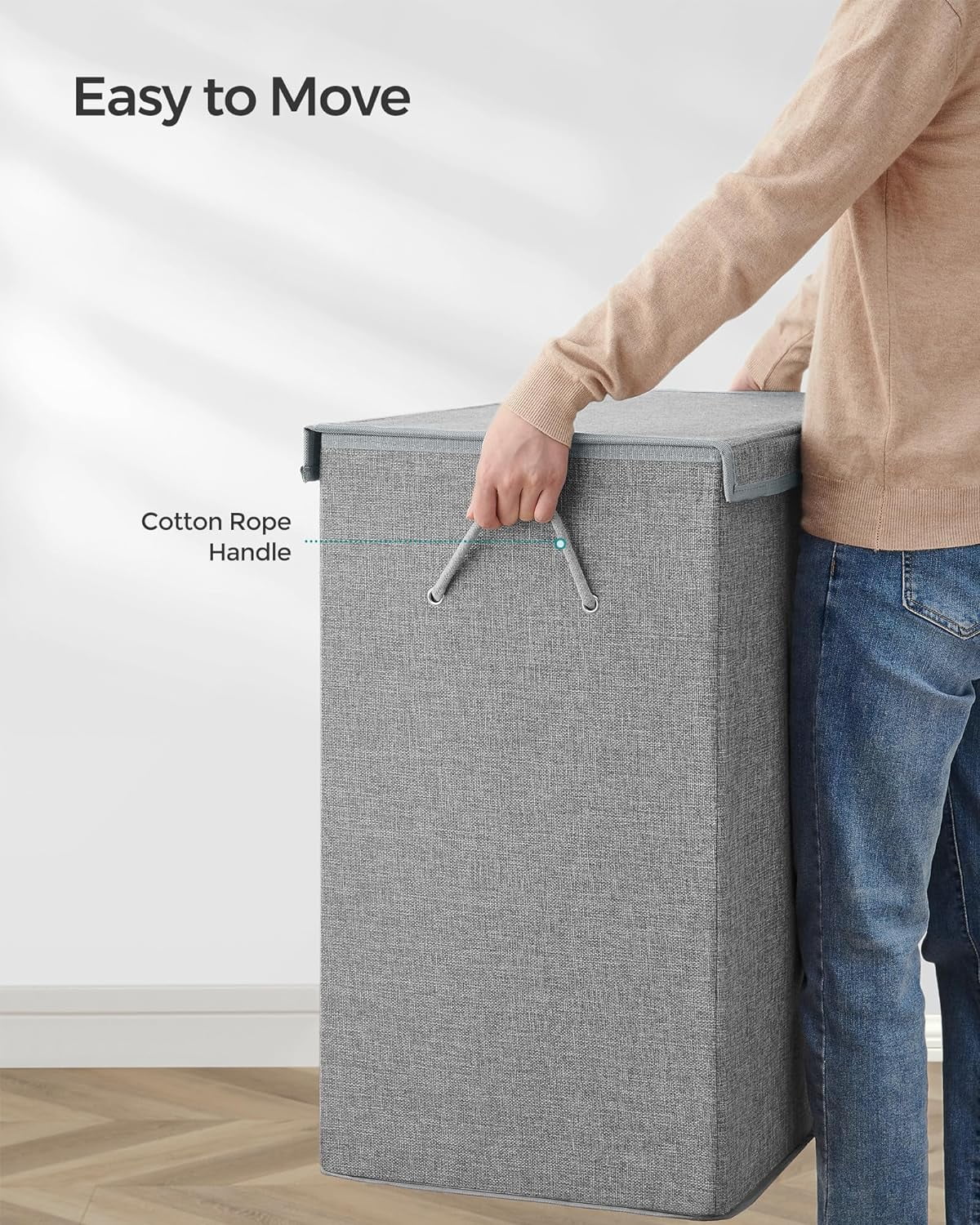 Sturdy Double Laundry Hamper with Lid, Removable Fabric Bag, 142L Large Clothes Hamper 2 Section, Laundry Basket with Handles for Closet, Laundry Room, Bedroom, Bathroom, Gray ULCB02G - Curated Treasures Market
