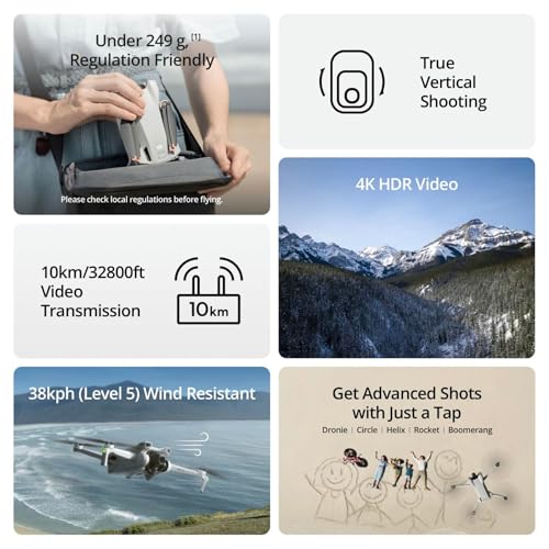 DJI Mini 3 (DJI RC), Lightweight 3x Mechanical Gimbal Drones with Camera for Adults 4K, 38-min Flight Time, up to 32800ft (10km) Video Transmission, Vertical Shooting, GPS Auto Return Integrated