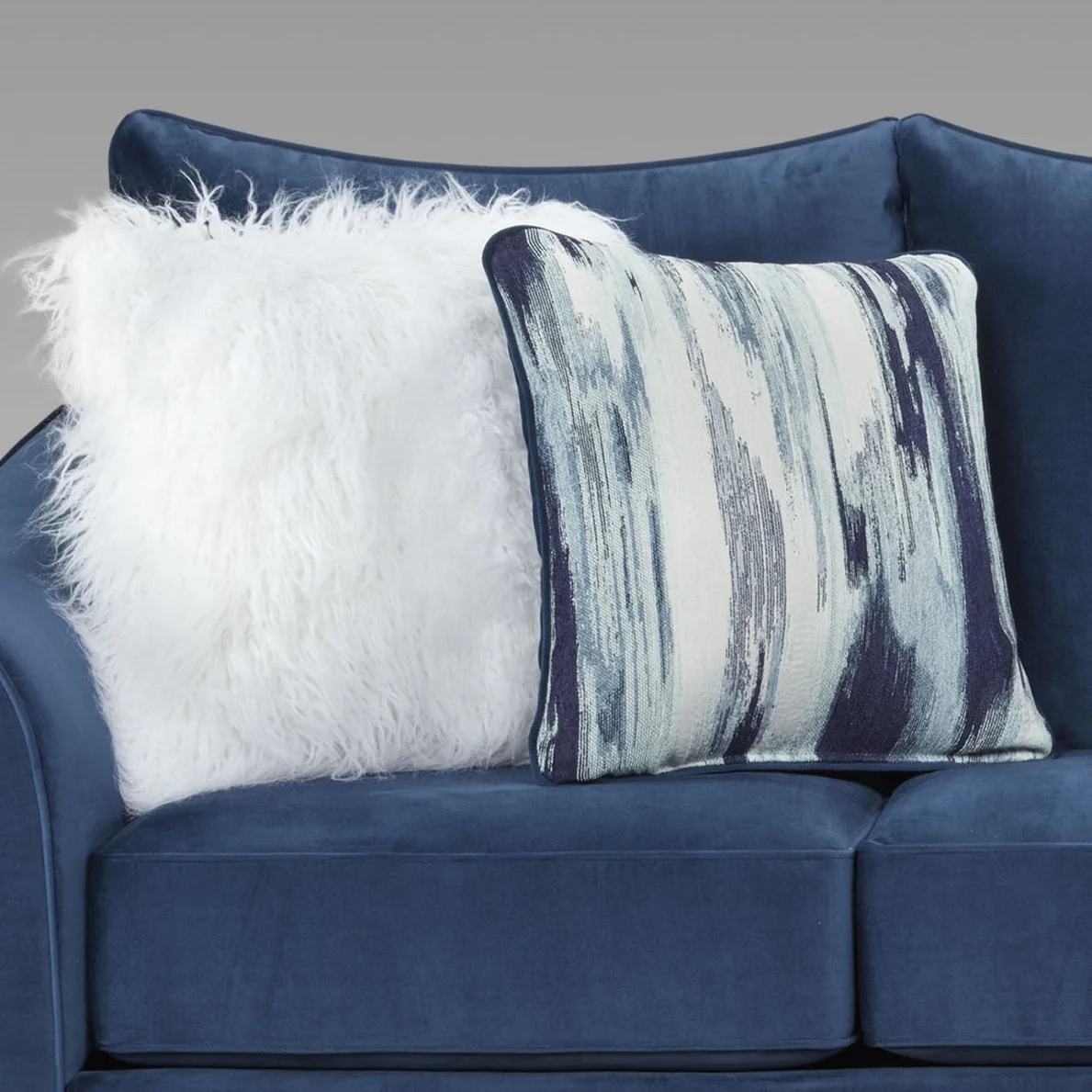 Roundhill Furniture Camero Pillowback 3-Piece Sofa Set, Fabric, Navy Blue