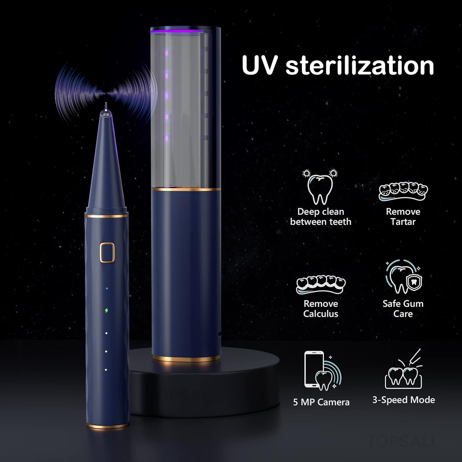 Plaque Remover for Teeth with 1080P HD WiFi Camera | Electric Tooth Cleaner Calculus Remover, Wireless Teeth Cleaning Kit for Adults Pack of 2