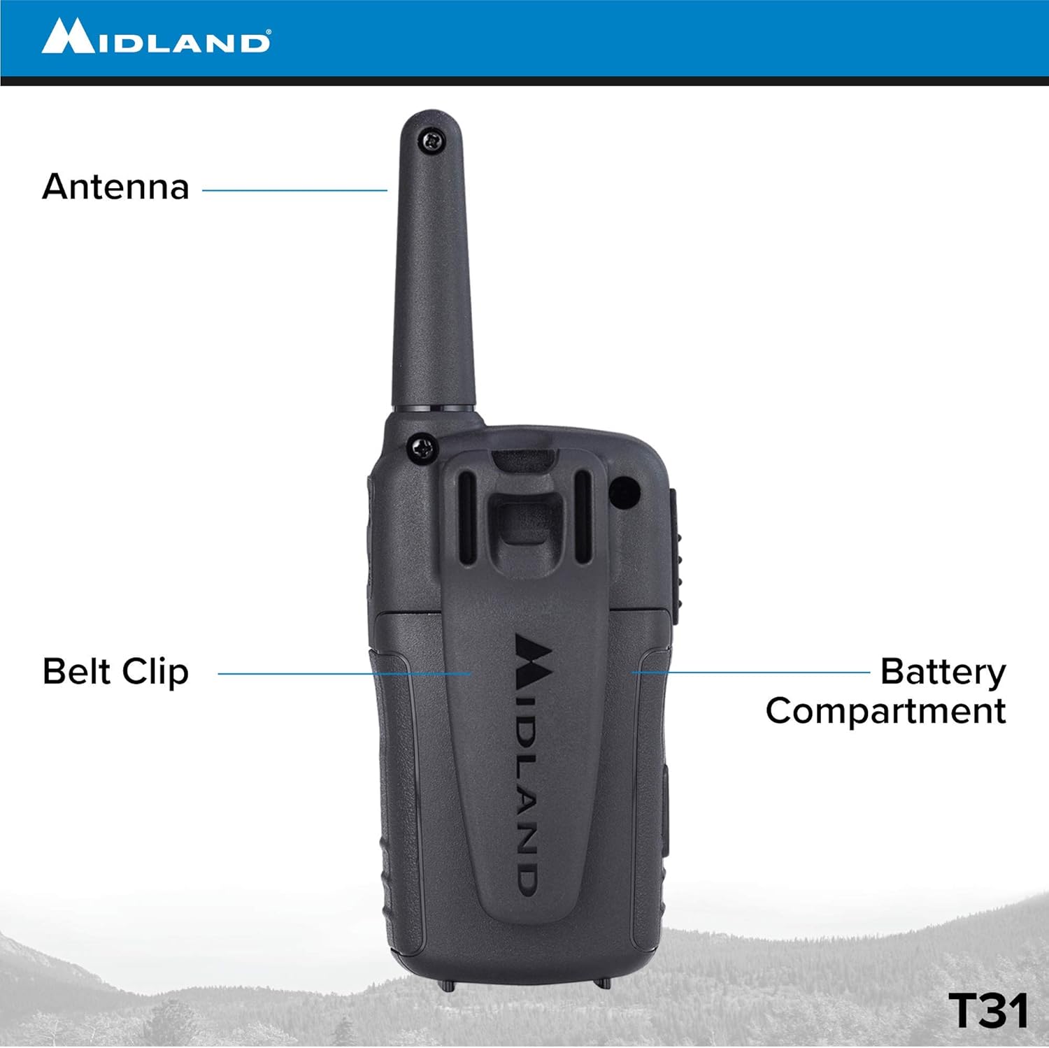 Midland T31VP 22 Channel FRS Walkie Talkie - Up to 26 Mile Range Two-Way Radio - Red/Black (Pack of 8)