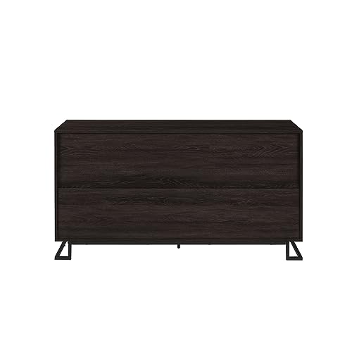 Walker Edison Togo Contemporary Metal and Wood 6-Drawer Dresser, 56 Inch, Coastal Oak