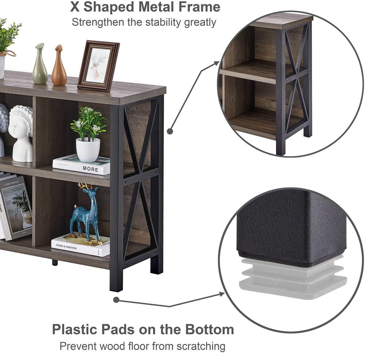 FATORRI Industrial Cube Bookcases and Bookshelves (Walnut Brown)
