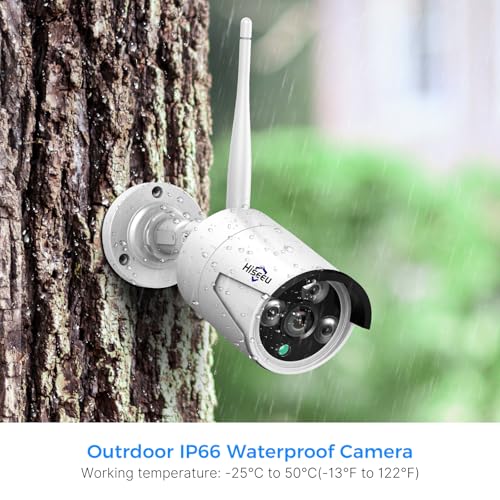 [Wireless Pro, 100ft Range] Hiseeu Wireless Security Camera System, Expandable 16CH 4K NVR, 4Pcs 3MP Night Vision WiFi Cameras Home Surveillance Outdoor, Motion Detection, 1TB HDD, One-Way Audio