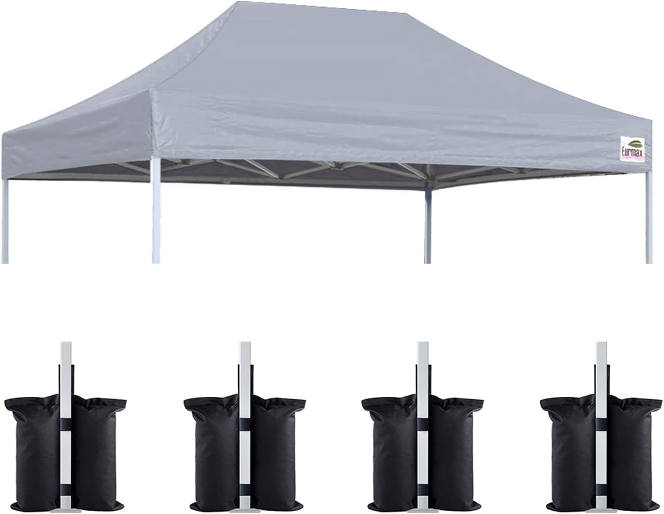 Eurmax 10x20 Pop Up Canopy Replacement Canopy Tent Top Cover, Instant Ez Canopy Top Cover ONLY, Choose 30 Colors,Bonus 4PC Pack Canopy Weight Bag (White)