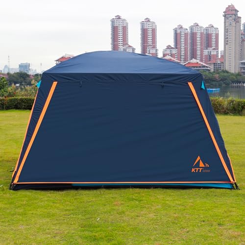KTT Extra Large Tent 10-12-14 Person(Style-B),Family Cabin Tents,2 Rooms,3 Doors and 3 Windows with Mesh,Straight Wall,Waterproof,Double Layer,Big Tent for Outdoor,Picnic,Camping,Family Gathering