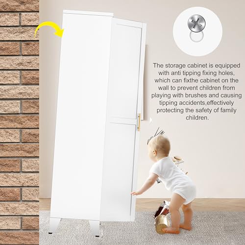 75.2”H Pantry Storage Cabinet, Kitchen Storage Cabinets with Adjustable Feet and Shelves, Metal Pantry Cabinet for Kitchen, Living Room, Laundry Room and Dinning Room