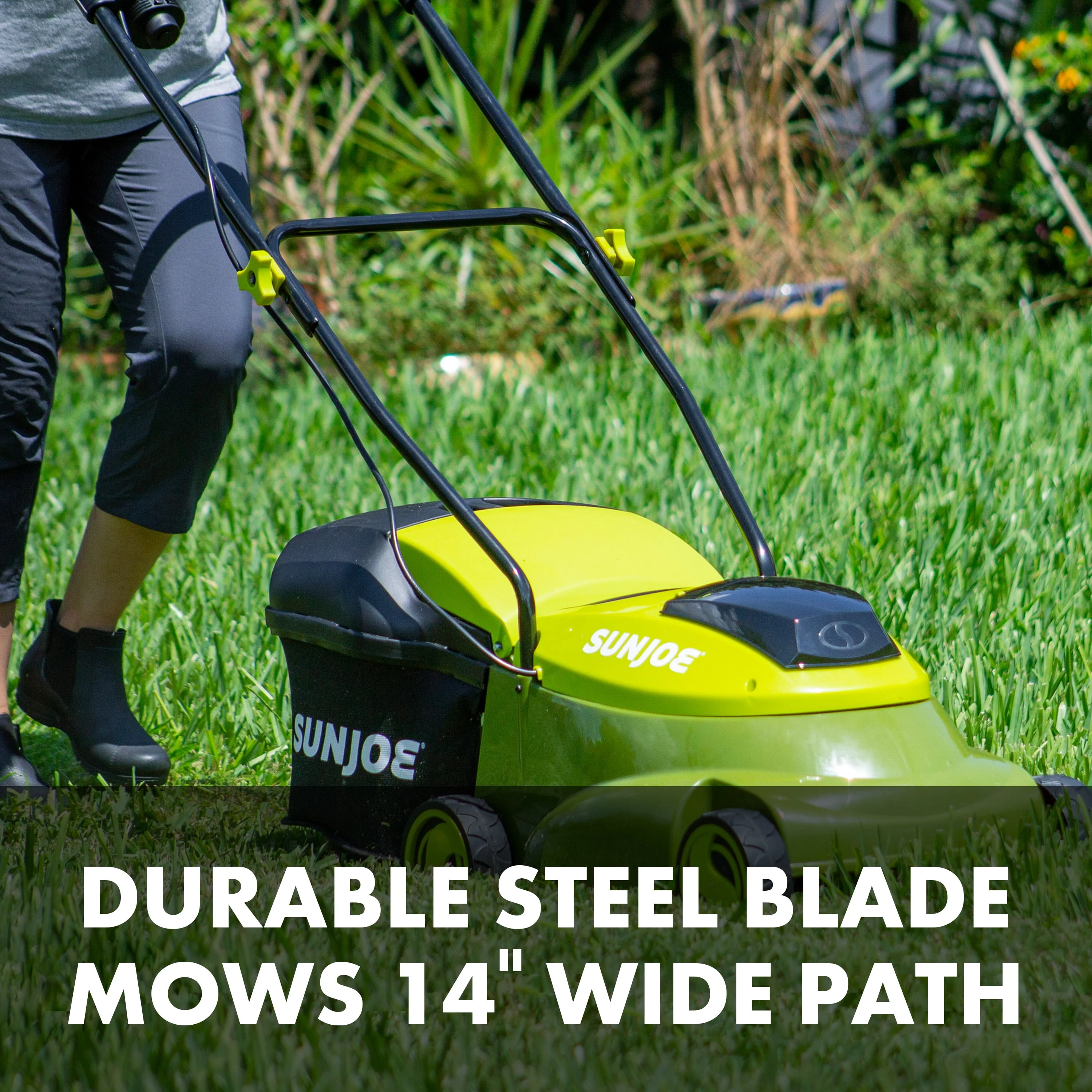 Sun Joe 28V Cordless 14 Brushless Push Lawn Mower, 3-Position, 4.0-Ah