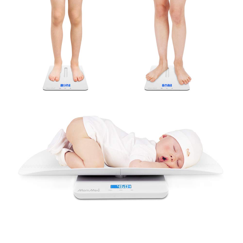 MomMed Baby Scale, Multi-Function Toddler Scale, Baby Scale Digital, Pet Scale, Infant Scale with Hold Function, Blue Backlight, Weight and Height Track (24 inch) Pack of 2