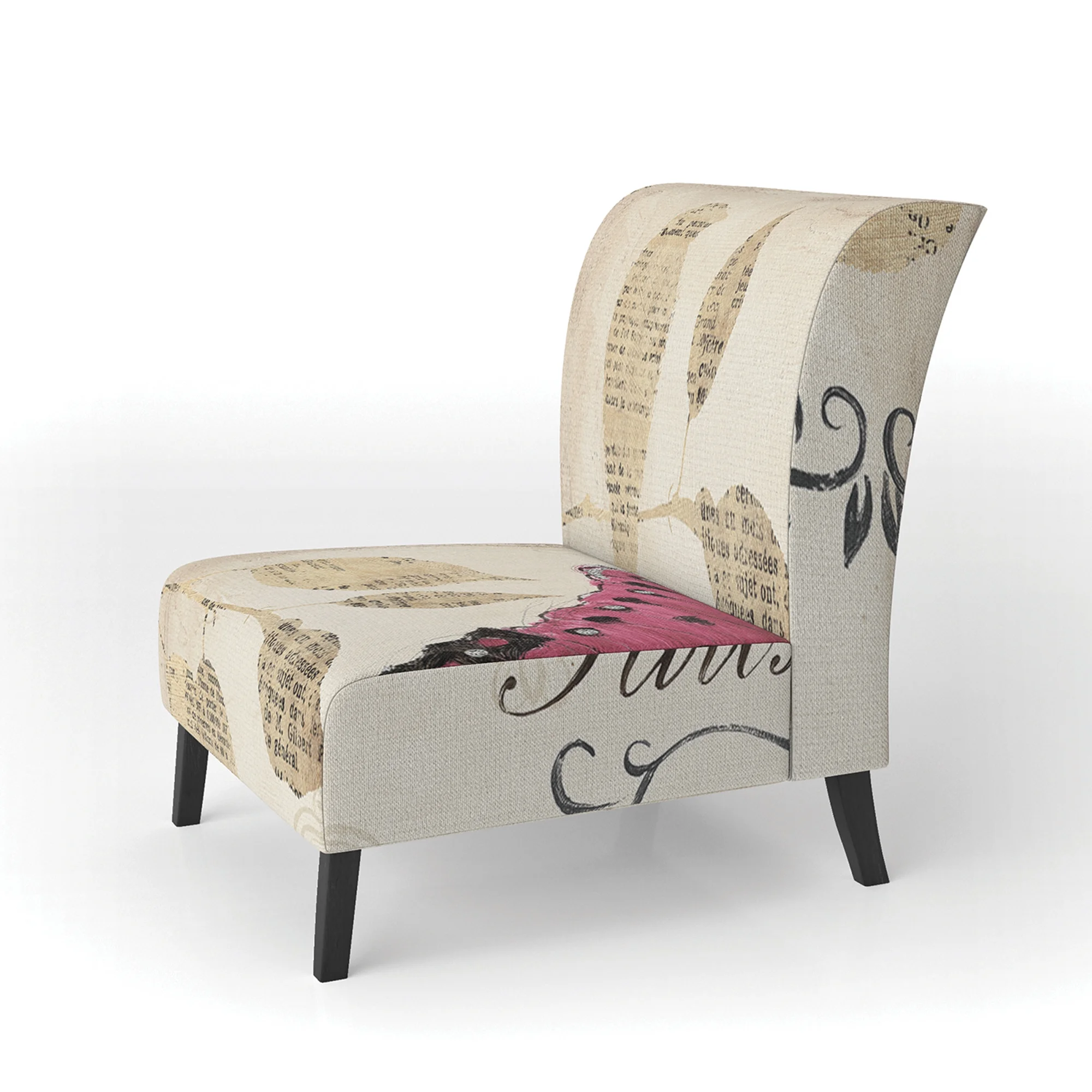 Designart "Red Farmhouse Butterfly" Upholstered Farmhouse Accent Chair - Arm Chair