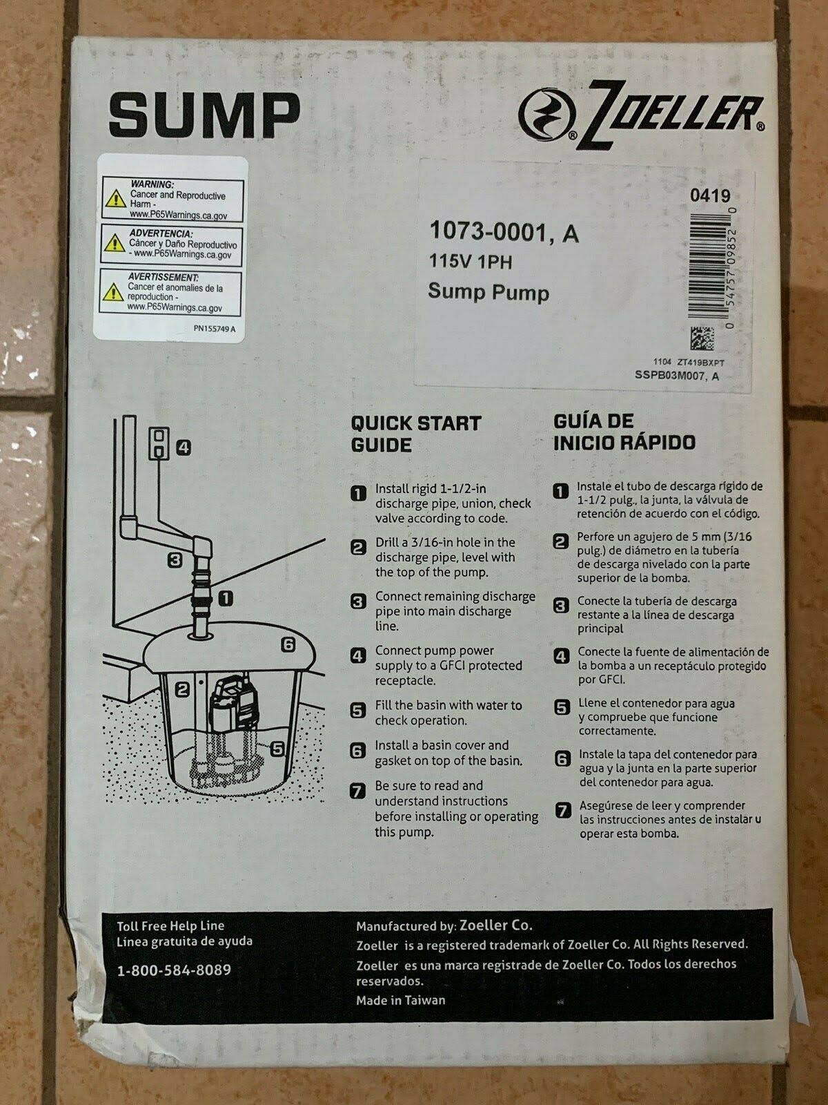 Zoeller 1/3 HP Cast Iron Submersible Sump Pump