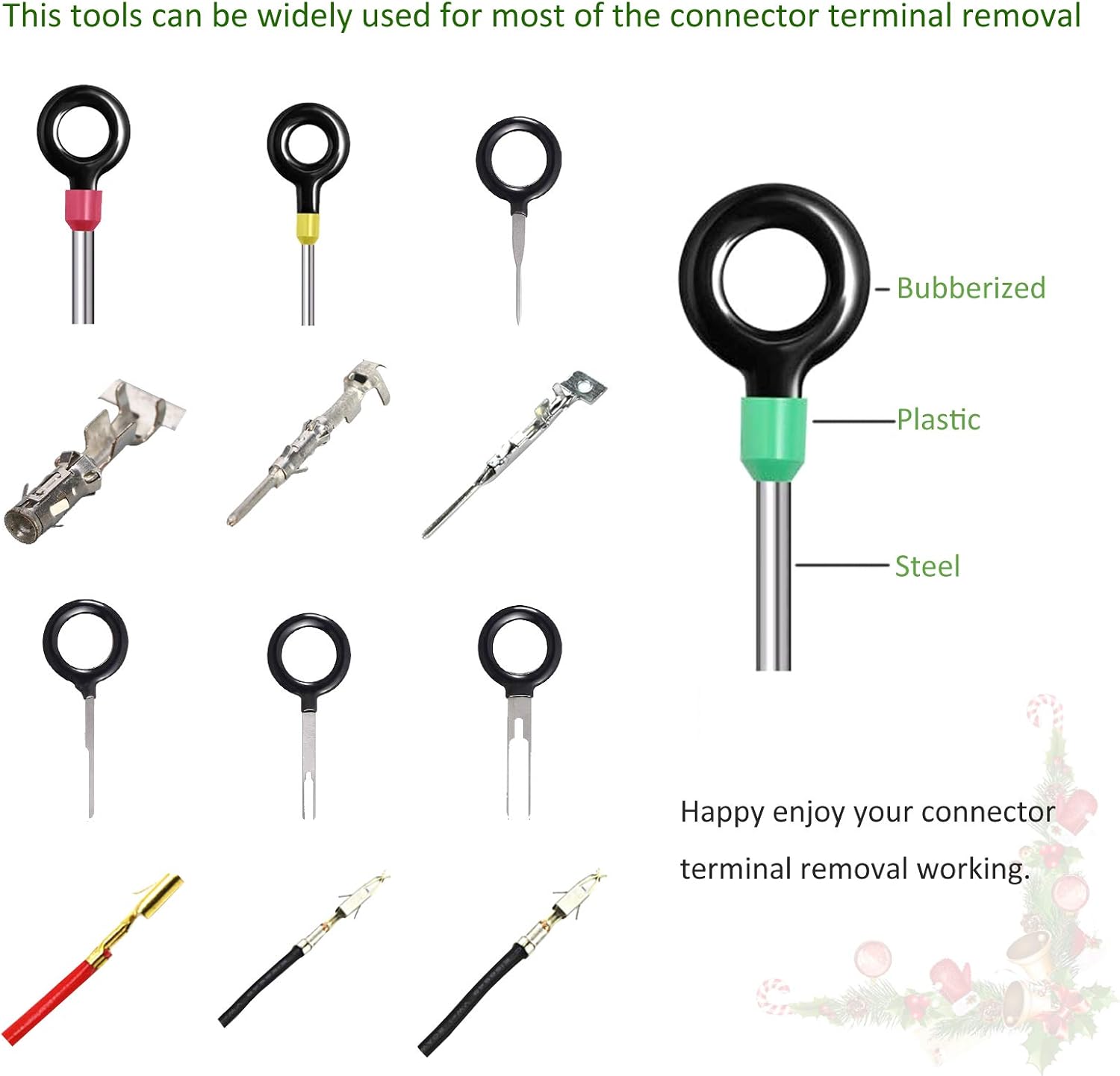Terminal Removal Tool, 76PCS 52 Sizes Economical Terminal Release Kits for Auto Car Wire Connector, Pin Extractors Key Set for Household Harness, Stainless Steel Rubberized Grips Terminal Ejector Kits