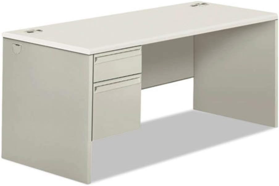 HON 38000 Series Right Pedestal Desk, 66" X 30" X 30", Light Gray/Silver