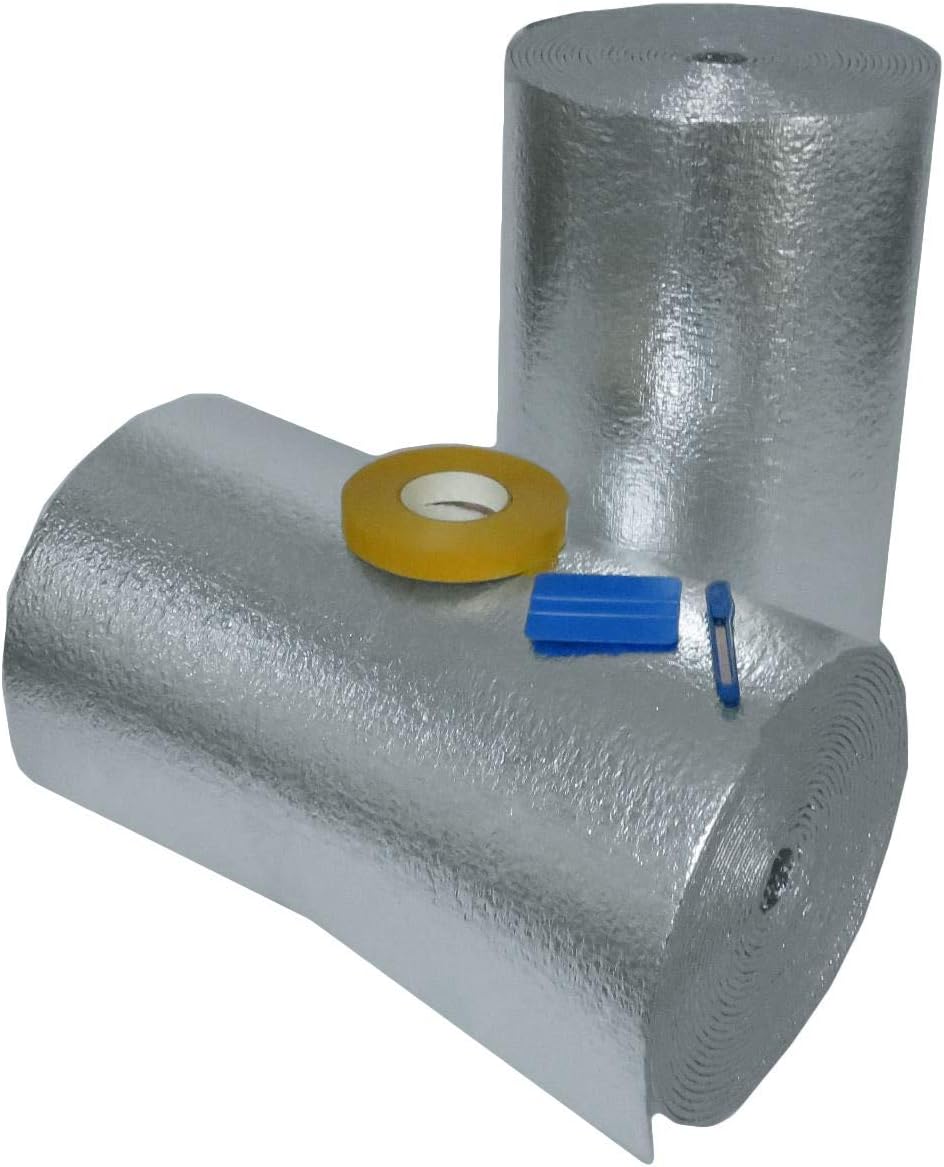 US Energy NASATECH (Pre-Cut for 16 Panel) 2 Car Garage Door Reflective Insulation Kit (R8) 1/4 thick w/ New And Improved Super Heavy Duty Double Sided Foam Tape Fits 16x7 16x8 18x7 18x8 Garage Doors