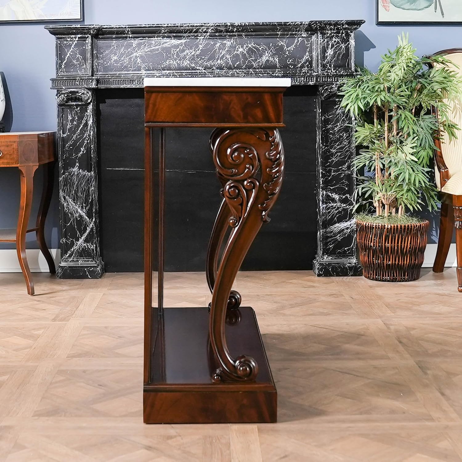 NOC051 Mahogany Marble Top Console