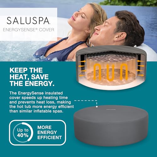 Bestway SaluSpa Cancun AirJet 2 to 4 Person Inflatable Hot Tub, 71 x 26 Inch Round Portable Outdoor Spa with 120 Soothing Jets and Cover, Gray