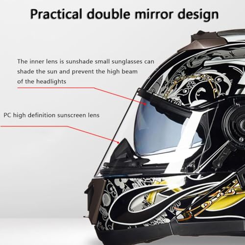 Modular Motorcycle Bluetooth Helmet, Adult Men Women Racing Full Face Helmet DOT Approved Built-in Speaker Microphone Headset Integrated FMVSS-218 Helmet, Motocross Flip Up Front Helmets