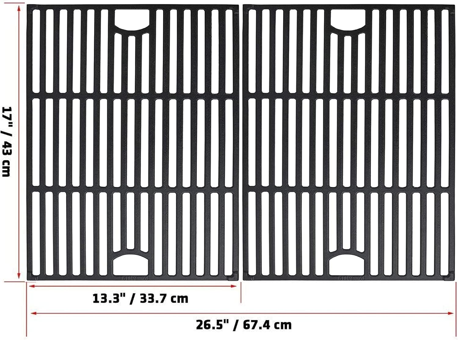 Uniflasy Cast Iron Cooking Grate Replacement for Nexgrill 4 Burner 720-0830H 720-0670A 720-0783E 720-0958A 5 Burner 720-0888N Replacement for Kenmore 41516106210 415.16106210 Uniflame GBC981 17 Inch