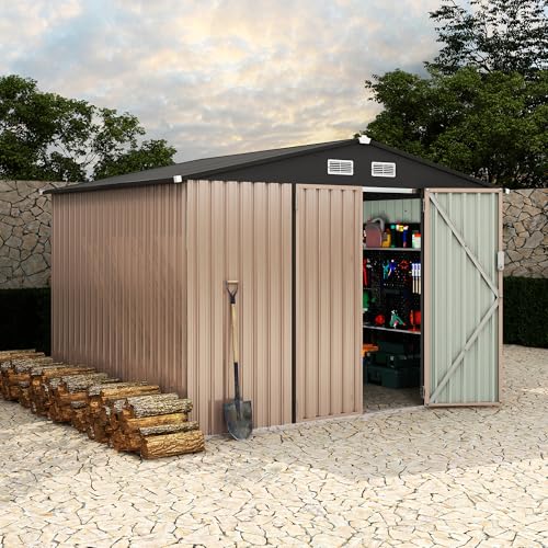 All-Weather Resin Shed with Window, Outdoor Plastic Garden Shed with Lockable Door and Vents, Outdoor Resin Storage Sheds for Tool, Bike, Backyard, Patio