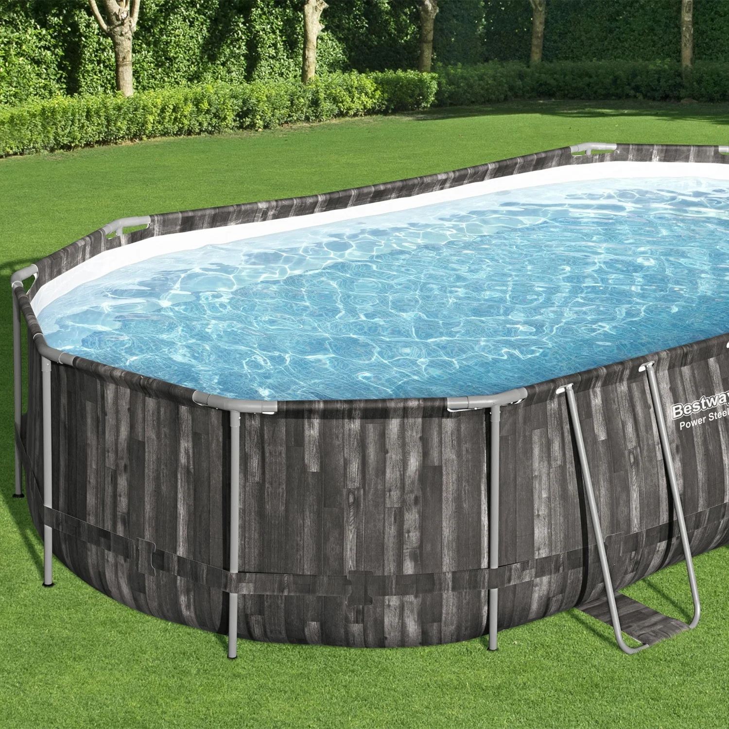 Bestway Power Steel 18' x 9' x 48 Oval Above Ground Outdoor Pool Set