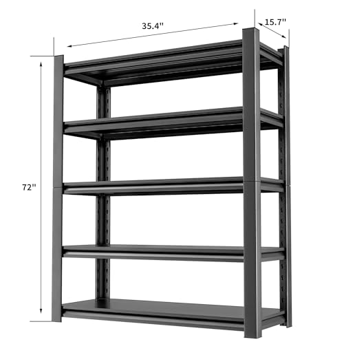 5 Tier Heavy Duty Metal Shelving Unit - Industrial Storage Shelf for Garage and Industrial Use - Durable Storage Shelf Organizer, 24" D x48" W x72" H