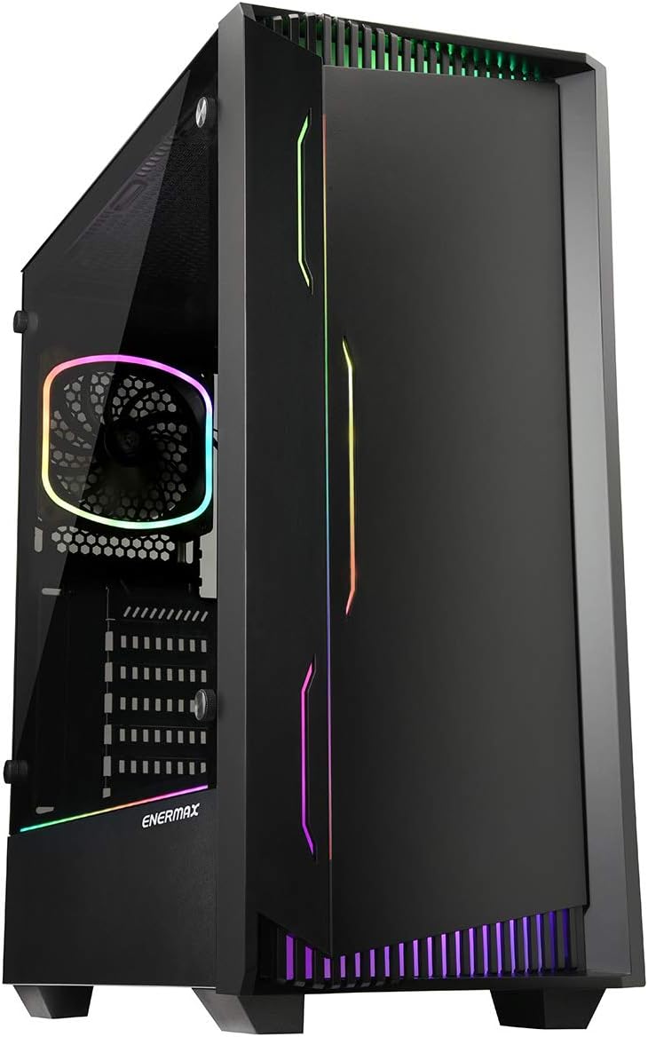 Enermax LIBLLUSION LL30 Addressable RGB ARGB Mid Tower Gaming PC Case Tempered Glass Pre-Installed Fans (X2), ECA-LL30-M1BB-ARGB