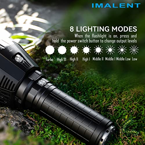 IMALENT MS18 Powerful Bright Flashlight 100,000 Lumens, Flashlights High Lumens Rechargeable with 18pcs Cree XHP70.2 LEDs and OLED Display, LED Flashlight for Emergencies, Camping