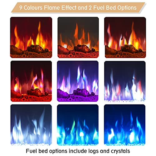 Efiretric® Grace 50" W 3 in 1 Electric Fireplace (EF451), Freestanding, Wall Mounted, Recessed, 9 Colors Flame Effect, TV Media Wall, Heater 750W/1500W, Remote Control