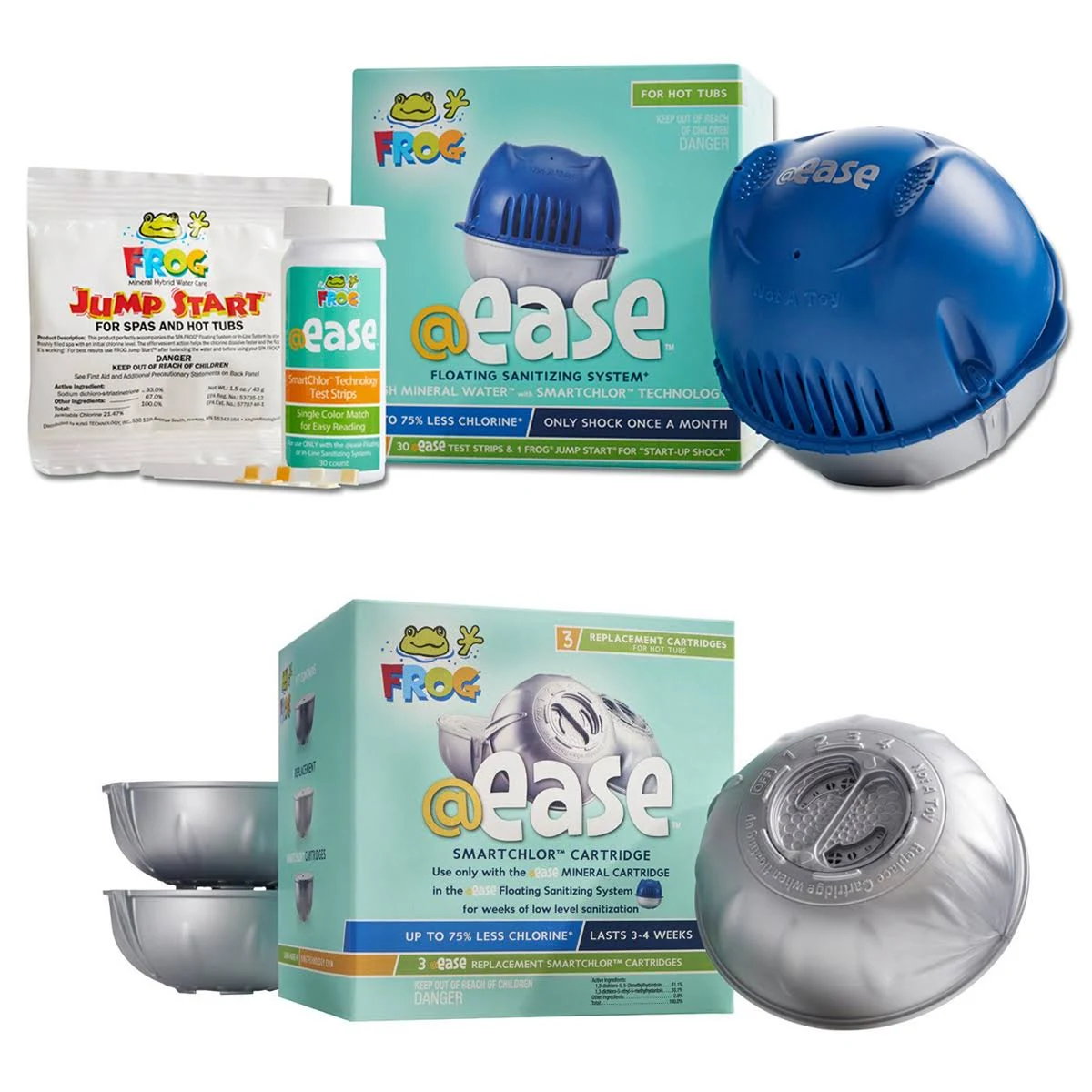 @ease Floating Sanitizing System + 3 @ease SmartChlor Replacement Cartidge Kit