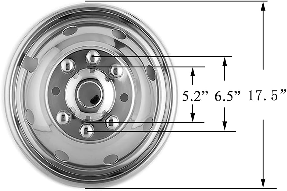Deebior 4pcs 17inch Polished Stainless Steel Dually Wheel Simulators, Nice looking and Durable Bolt On Wheel Cover, 8 Lug 4 Hand Hole Hubcaps Fit for 2005-2021 Ford F350 with Installation Tool Kit A8P