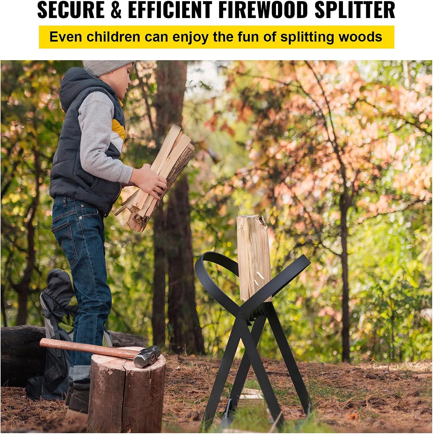 VEVOR Log Splitter 20.3" x 13.2", Wood Splitter for 8" Diameter Wood, Firewood Splitter 8.6 Lbs, Easy to Carry, Manual Log Splitter Made of Q235 Steel, with 4 Screws & Blade Cover, for Home, Campsite Pack of 2