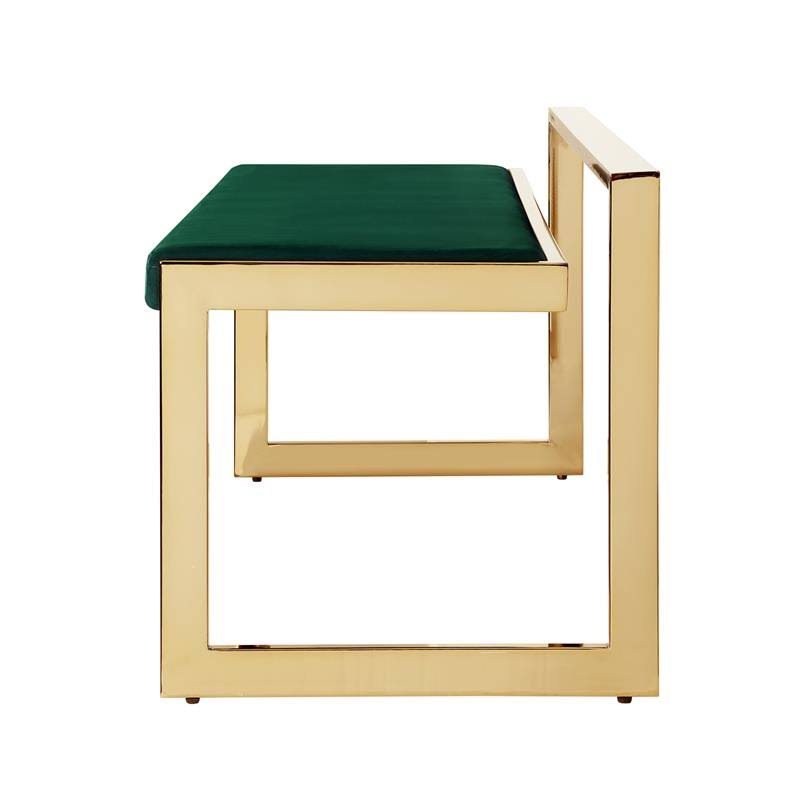 Posh Living Camilo Velvet Bench Green/Gold