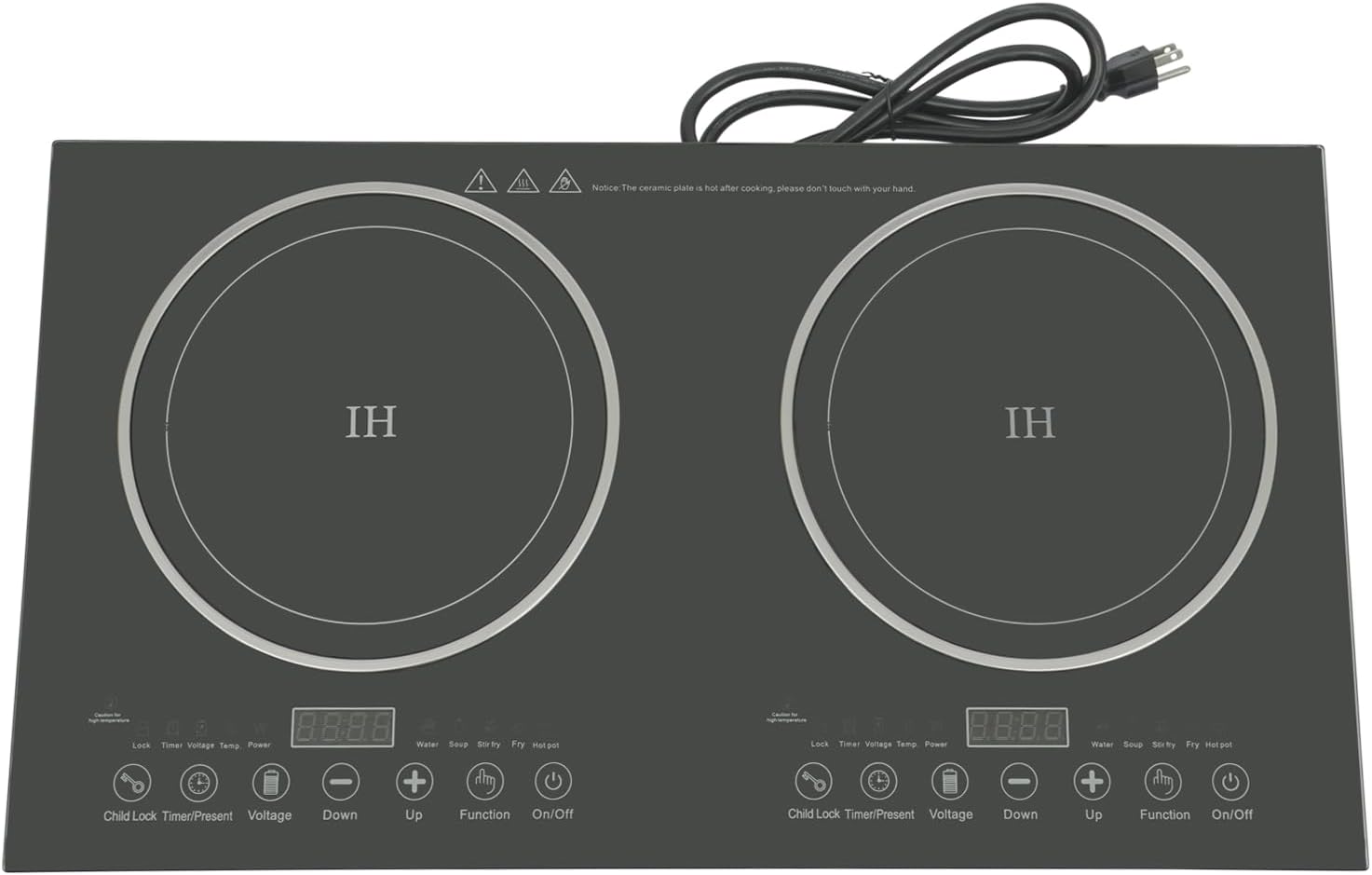 Dual Induction Cooktop, 2400W Portable Digital Electric Countertop Dual Stove Burner Stove Hot Plate, Touch Sensor Controlled Stove Dual Hot Plate 8-speed Firepower 110V