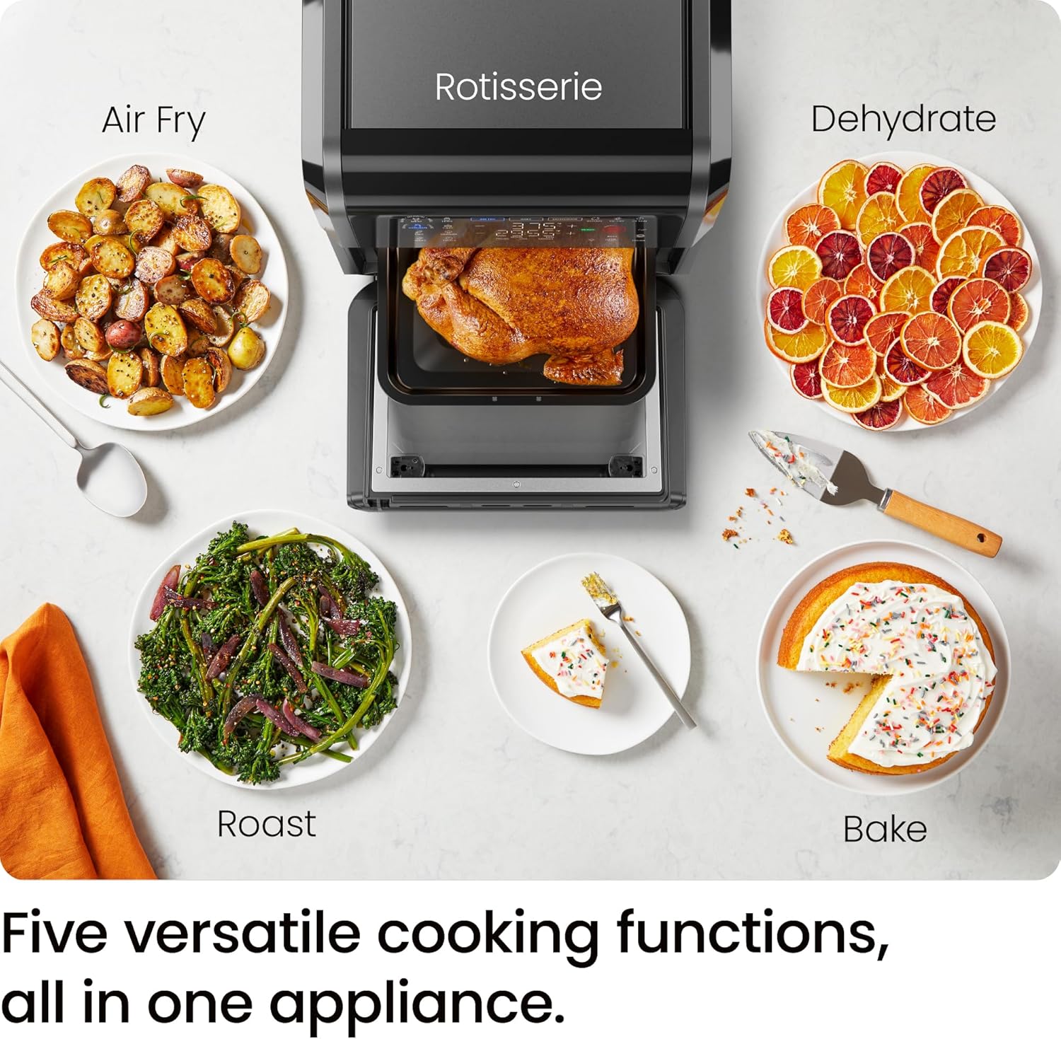 CHEFMAN ExacTemp™ 12 Quart 5-in-1 Air Fryer with Integrated Smart Cooking Thermometer, 28 Touchscreen Presets, Rotisserie, Dehydrator, Bake, XL Convection Oven with Auto Shutoff, Black