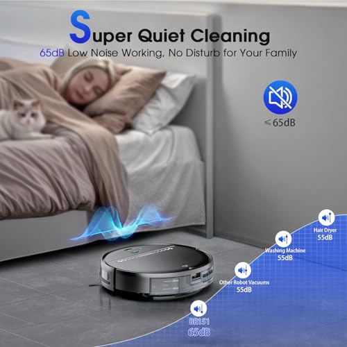 Robot Vacuum and Mop, 2-in-1 Robotic Vacuums Cleaner with Smart Max Strong Suction, WiFi/App/Alexa Voice Control, Obstacle Avoidance, for Pet Hair, Carpets and More