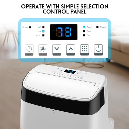 Portable Air Conditioner with LCD Display Remote Control/24H Timer/Window Venting Kit,3 in 1 Portable AC,Cooling,Dehumidifier,Fan Cooling Up to 450 sq.ft.for Bedroom, Living Room,Office