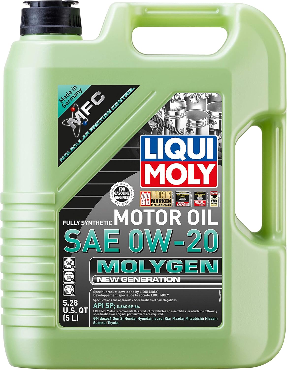 Liqui Moly 20438 Molygen New Generation SAE 0W-20 Synthetic Motor Oil, 5 Liter Pack of 2