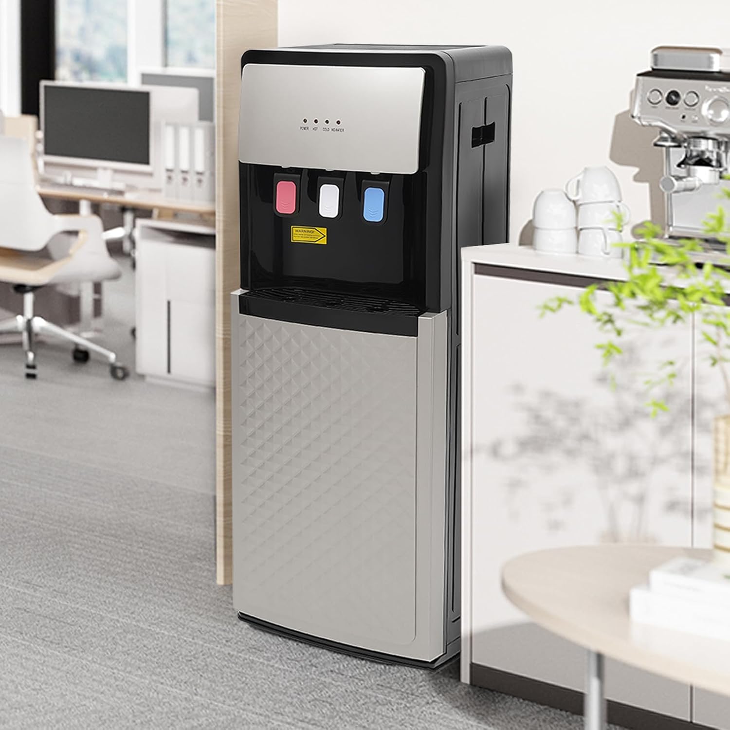 Water Cooler Dispenser Bottom Loading Water Dispenser Hot and Cold Standing Water Cooler Holds 2 & 5 Gallon Bottles 3 Temperature Spouts for Home Office