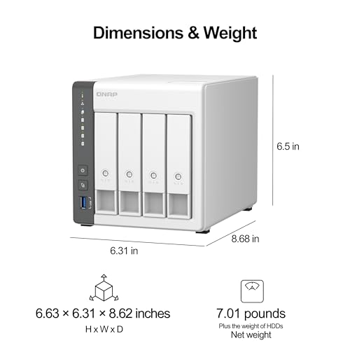 QNAP 4 Bay NAS with 12TB Storage Capacity, Preconfigured RAID 5 Seagate IronWolf Drives Bundle, 2.5GbE Ports (TS-433-4G-44ST-US)