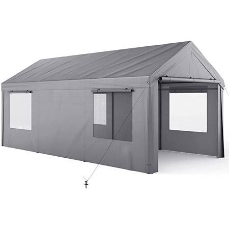 Carport, Qomotop 10x20ft Heavy Duty Carport with Removable Sidewalls u0026 Doors, Portable Carport for Auto u0026 Boat, Car Tent