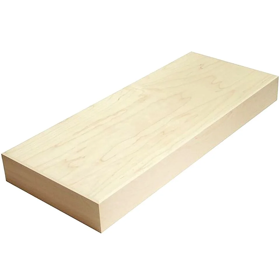 Floating Shelf, 36"L x 10"D x 2.5"T, 45 Pound Weight Capacity, Solid Wood and Wood Veneer Construction, Unfinished Maple