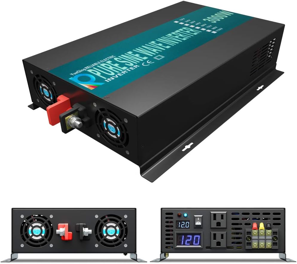 Reliable Pure Sine Wave Power Inverter 1500Watt 24V DC to 110V 120V with Remote Control Dual AC Outlets for CPAP RV Car Off Grid System