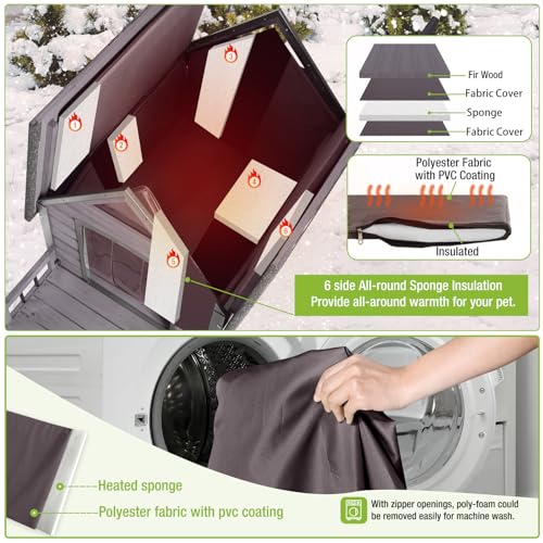 Dog House Outdoor with Liner for Winter 100% Insulated Dog Kennel for Small Medium Large Dogs, Metal Frame