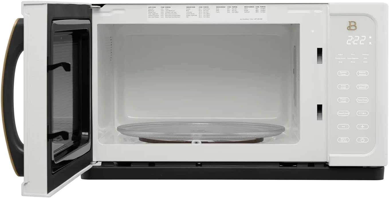 Beautiful 1.1 Cu ft 1000 Watt, Sensor Microwave Oven, White Icing by Drew Barrymore