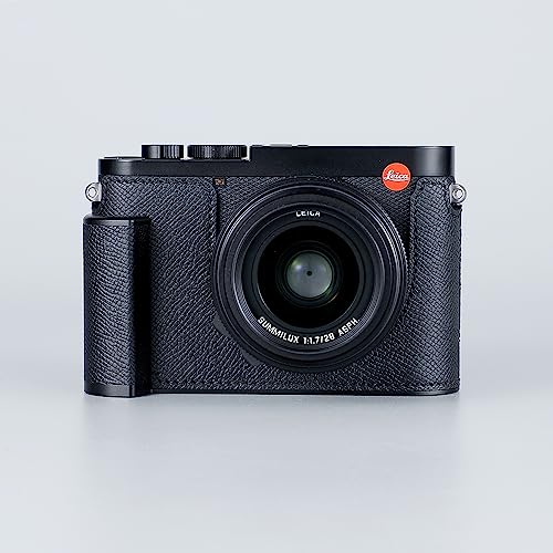 Camera Half Case for Leica Q3,SIUTATDSH Vintage Metal Genuine Leather Camera Protective Cases Stylish Portable Shockproof (BlackC)