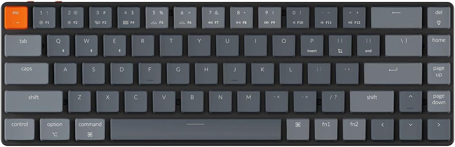 Keychron K7, 68 Keys Ultra-Slim Wireless Bluetooth/Wired Mechanical Keyboard with Low-Profile Gateron Mechanical Brown Switch, RGB LED Backlit Compatible with Mac Windows