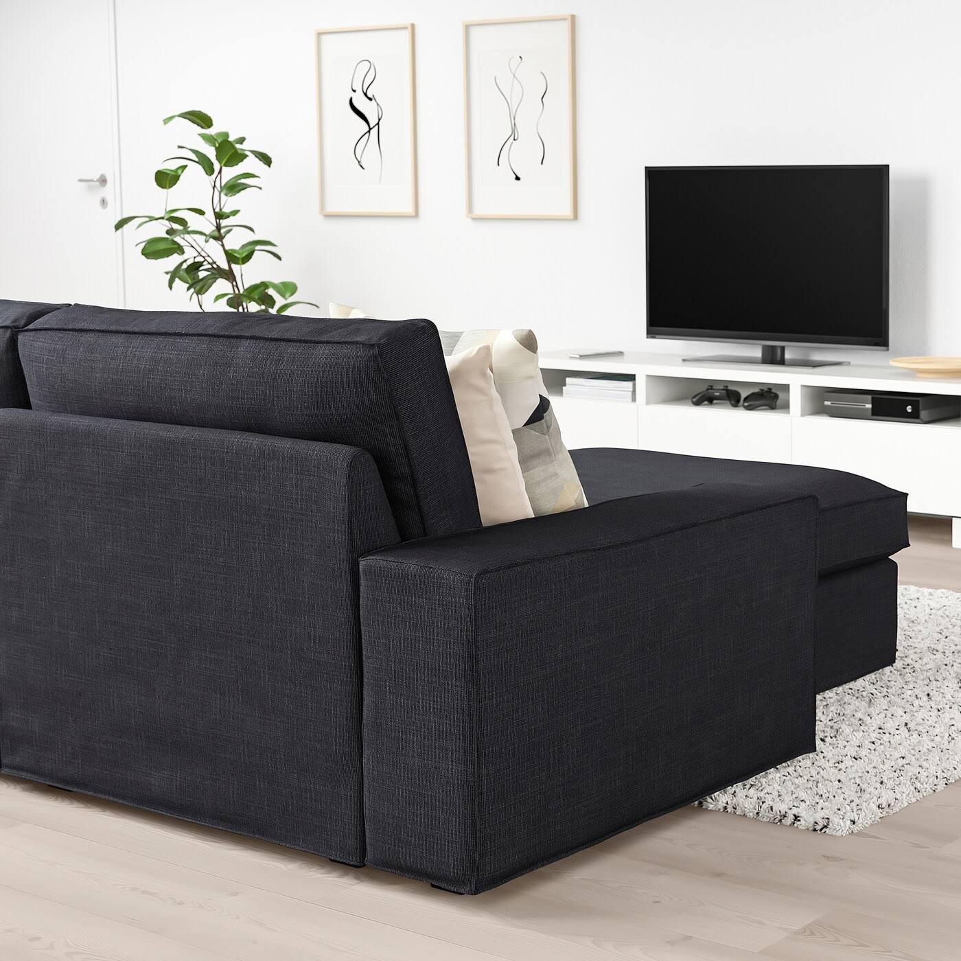 IKEA - Kivik Sofa, with chaise/hillared Anthracite, Max. Width: 110 1/4