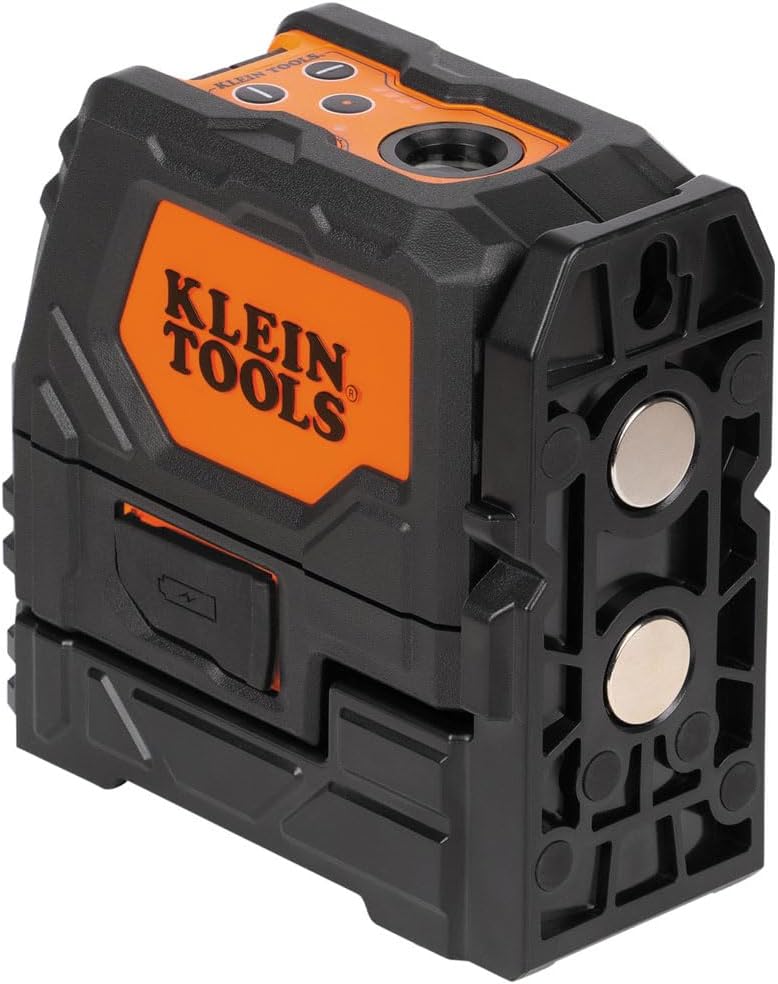 Klein Tools 93LCLGR Self-Leveling Laser Level, Rechargeable, Cross-Line Level with Bright Green Lines, Red Plumb, Magnetic Mounting Clamp